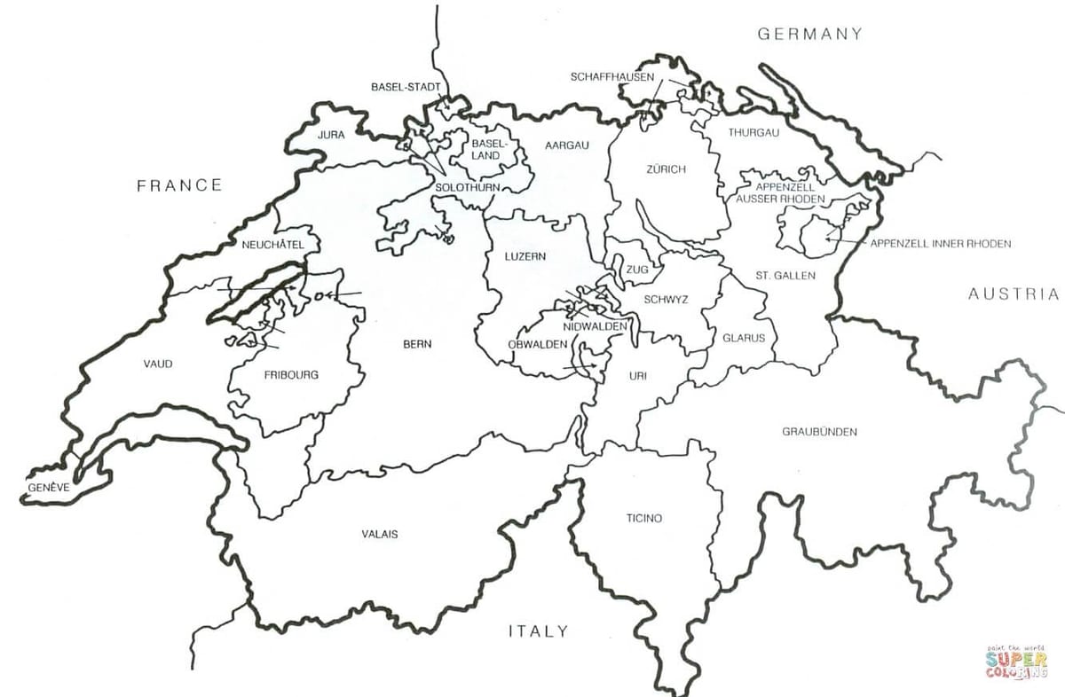 瑞士空白的地图