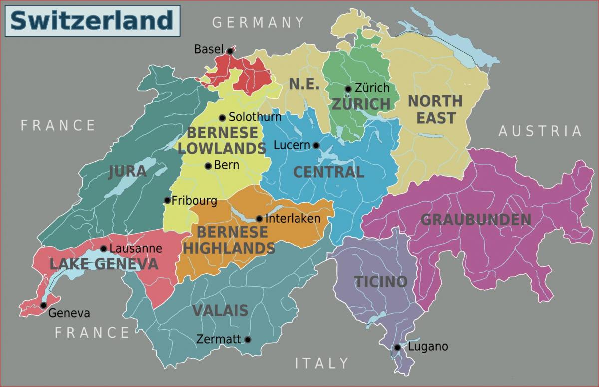 瑞士吸引力的地图