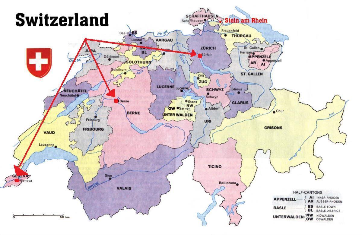 瑞士日内瓦欧洲的地图