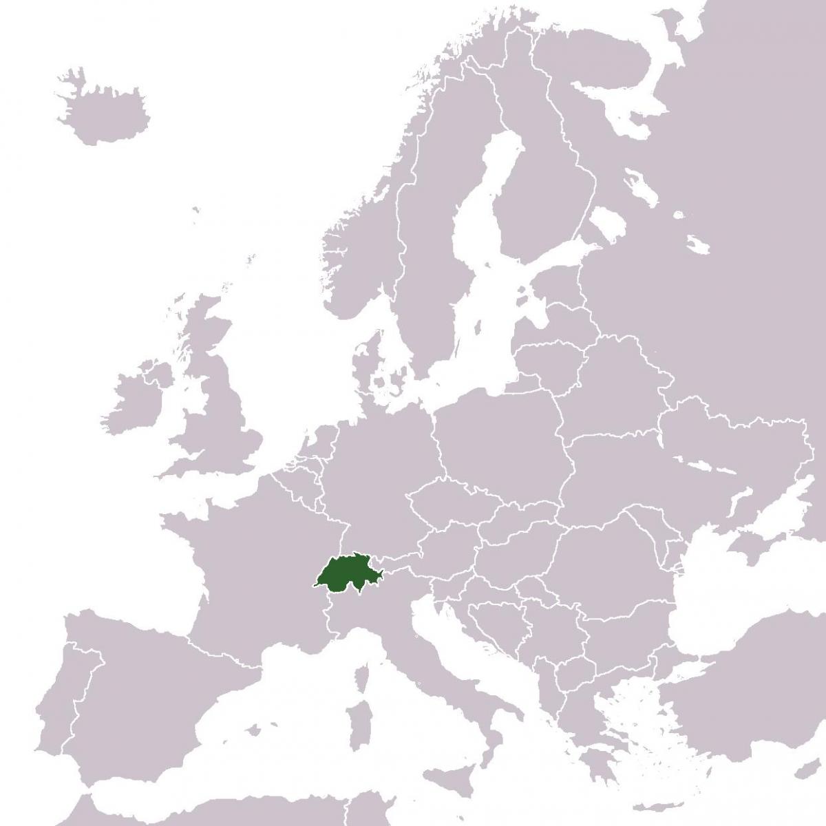 瑞士的位置，在欧洲地图