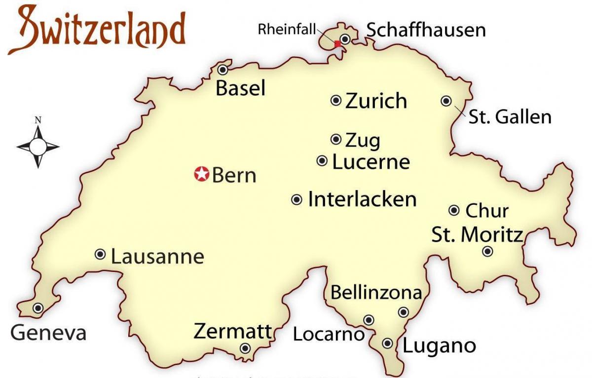 苏黎世的瑞士在地图上