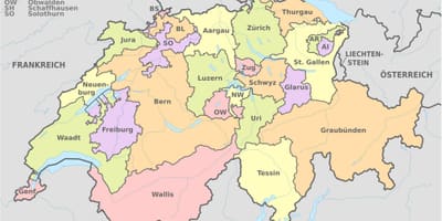 地图瑞士和周边地区