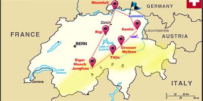 瑞士阿尔卑斯山的地图瑞士