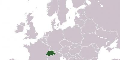 瑞士的位置，在欧洲地图